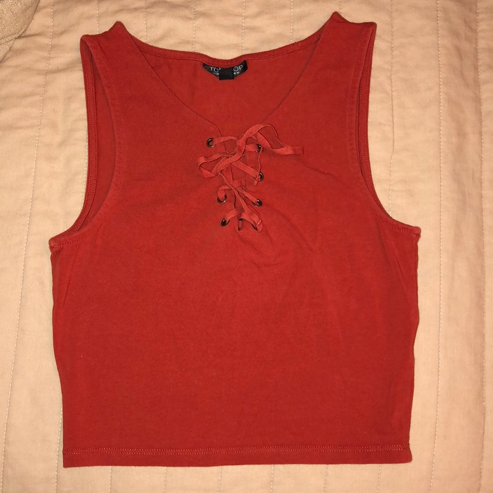 Rustic cropped orange tank top
